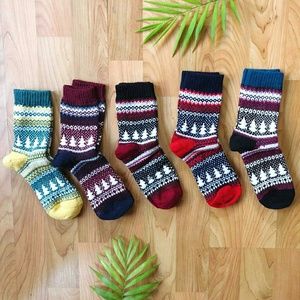 Set of 5 Women's Christmas Tree Socks